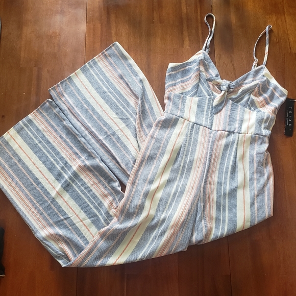 Trixxi Pants - Trixxi Cream Blue and Orange Jumpsuit